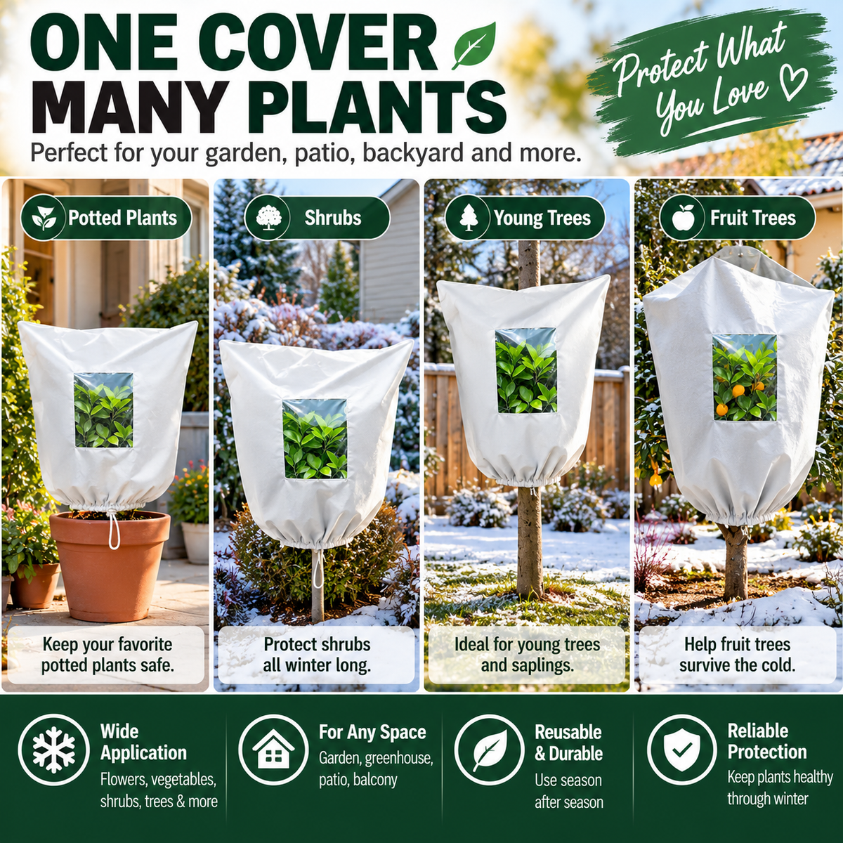 ⏳Time-Limited Special⏰WINTER GARDEN ESSENTIAL | Plant Frost Protection Cover – Breathable Reusable Cover for Shrubs, Pots & Young Trees