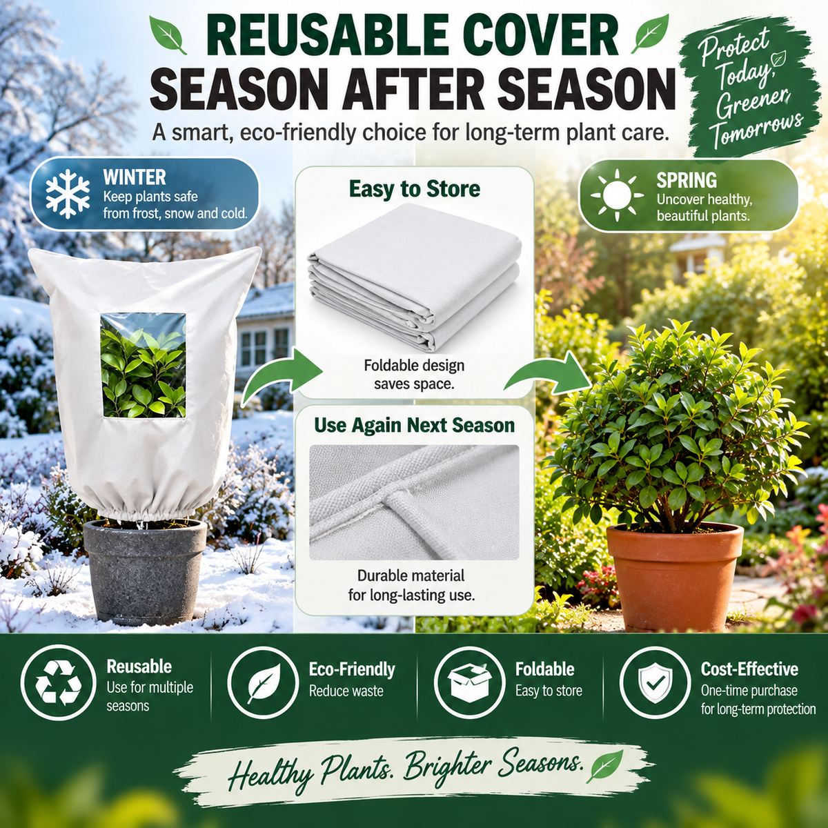 ⏳Time-Limited Special⏰WINTER GARDEN ESSENTIAL | Plant Frost Protection Cover – Breathable Reusable Cover for Shrubs, Pots & Young Trees