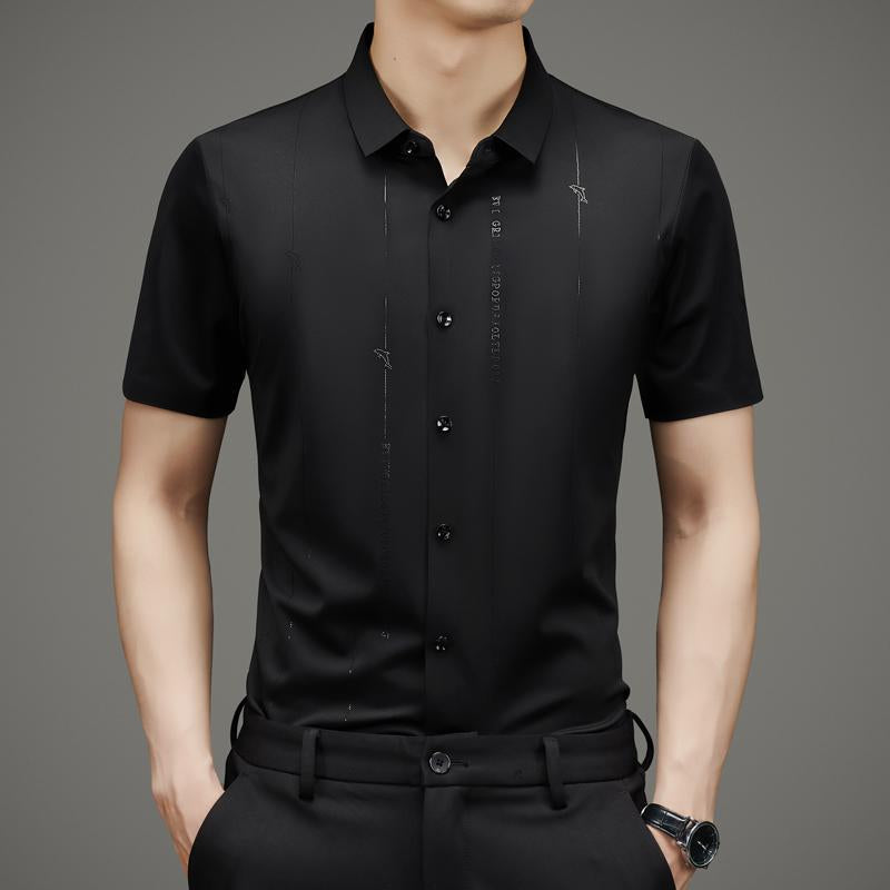 Camisa de seda de hielo de alta elasticidad resistente a las arrugas para hombre