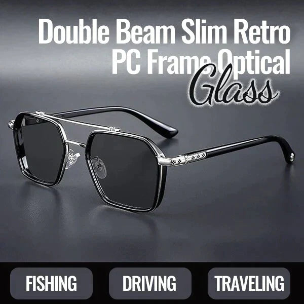 ✨2024 Nueva gran oferta 50 % de descuento✨Cristal óptico con marco de PC retro delgado de doble haz