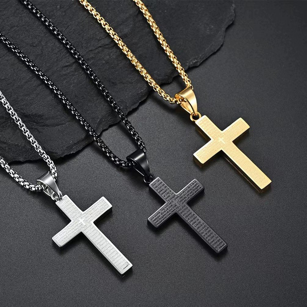 Collar con cruz con garabatos del Padrenuestro (Compra 1 y llévate 1 gratis)