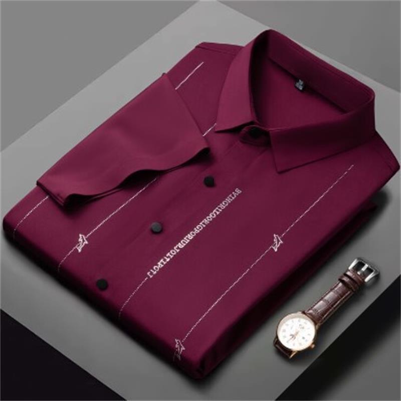 Camisa de seda de hielo de alta elasticidad resistente a las arrugas para hombre