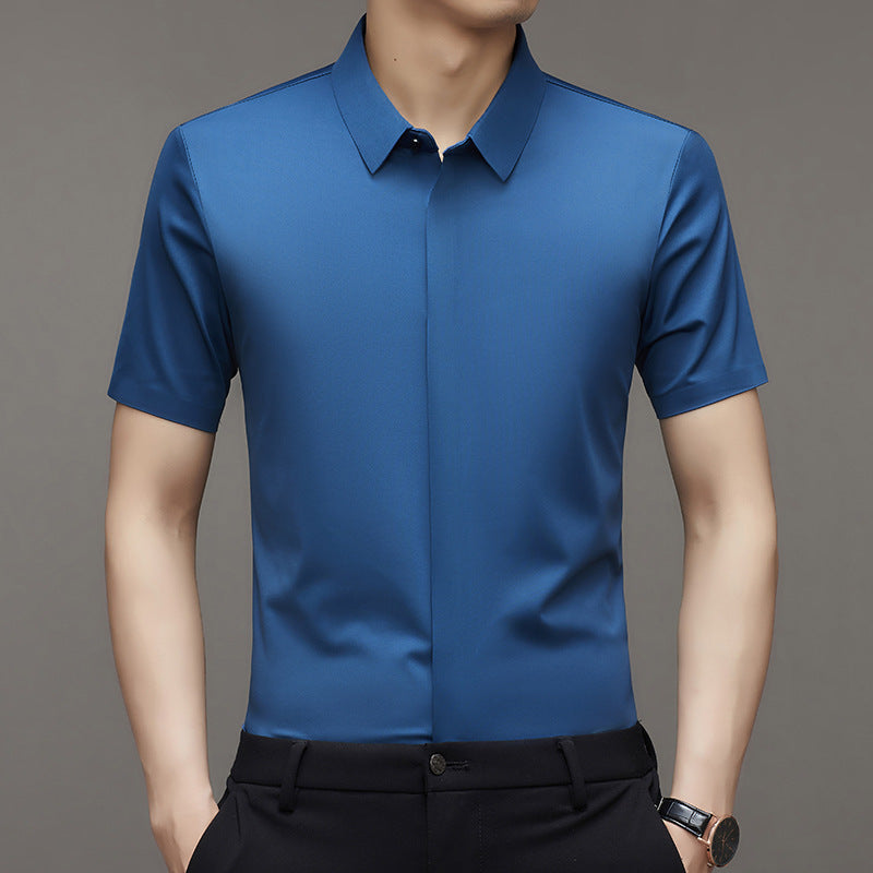 Camisas casuales elásticas de manga corta para hombre