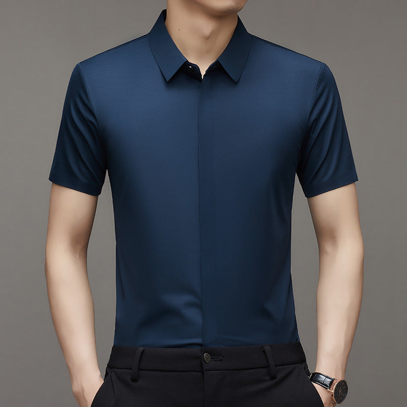 Camisas casuales elásticas de manga corta para hombre