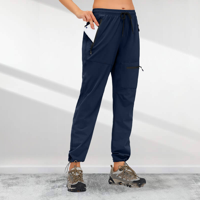 Pantalones de senderismo de secado rápido con 5 bolsillos con cremallera para mujer