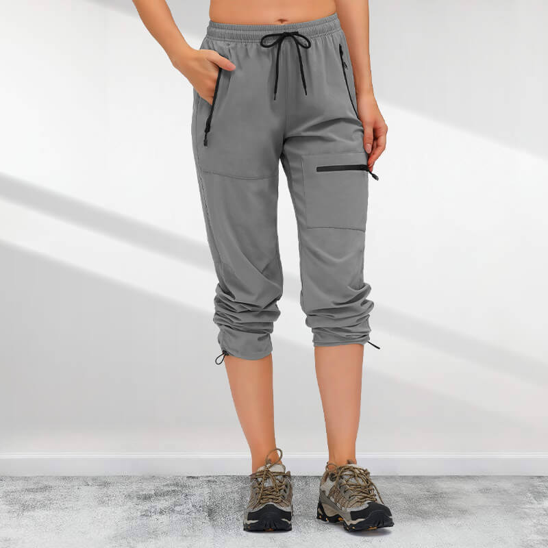 Pantalones de senderismo de secado rápido con 5 bolsillos con cremallera para mujer