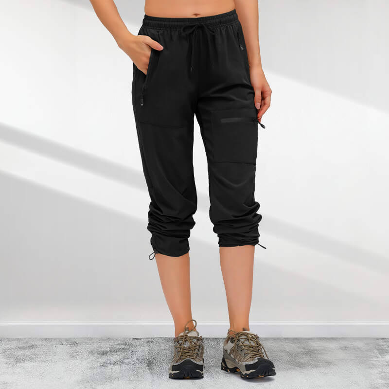 Pantalones de senderismo de secado rápido con 5 bolsillos con cremallera para mujer