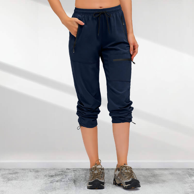 Pantalones de senderismo de secado rápido con 5 bolsillos con cremallera para mujer