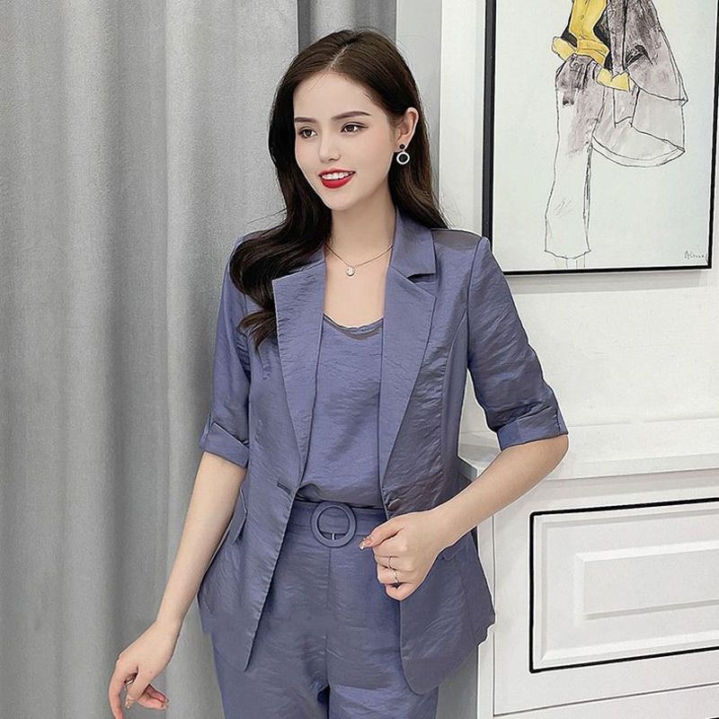Conjunto de 3 piezas de negocios casual de moda para mujer (Blazer + Camisola + Pantalones)