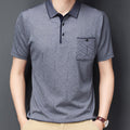 Camisa de solapa de manga corta de seda de hielo para hombres