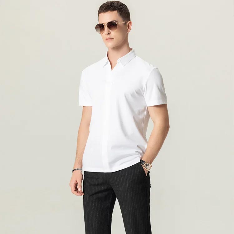 Camisa informal de negocios con cuello en V de verano para hombre