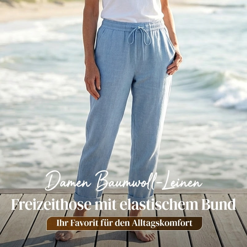 👖 Pantalones Informales de Algodón y Lino para Mujer – Transpirables, Cintura Alta y Largo al Tobillo, Elegantes 🌿✨