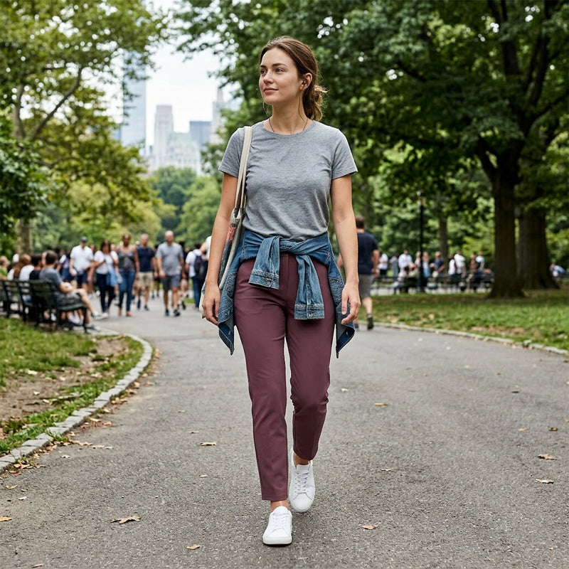 ⏳Oferta Especial por Tiempo Limitado⏰Pantalones Elásticos de Talle Alto para Mujer con Bolsillos con Cremallera