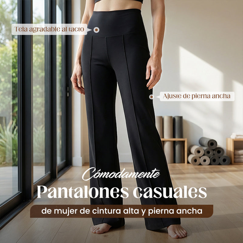 🔥 50% DE DESCUENTO 🔥Pantalones casuales de mujer de cintura alta y pierna ancha 👖✨