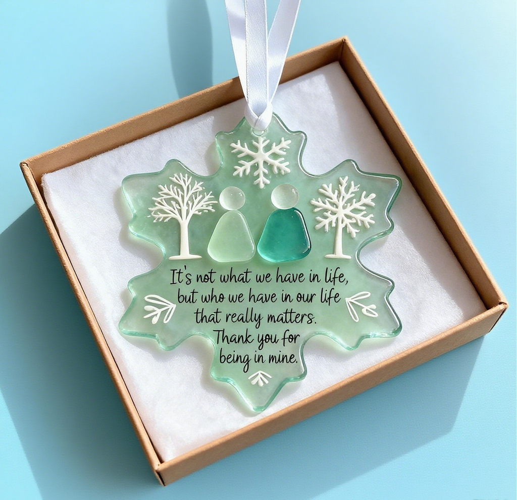 Decoración de la amistad de vidrio marino con forma de copo de nieve❄✨ ¡Moldeado por la naturaleza y elaborado a mano!