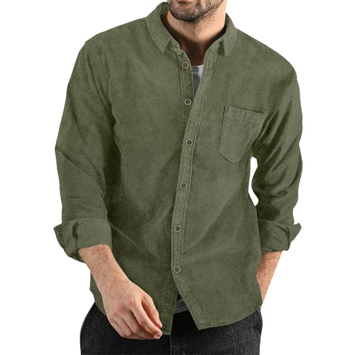 Camisa de manga larga de pana de moda para hombre