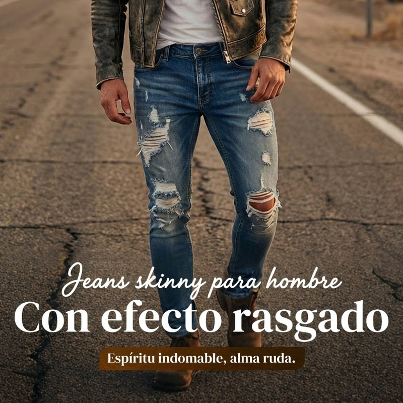 Vaqueros ajustados rotos y elegantes para hombre