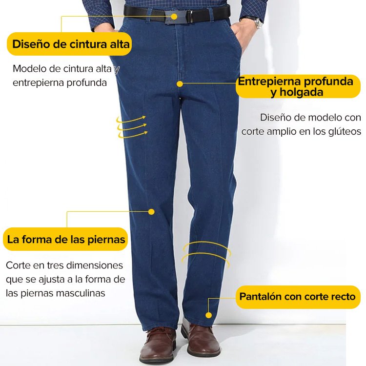 😍👖Jeans de cintura alta rectos para hombre-Compra 2 envío gratuito