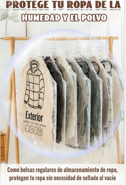 🧳【1° Más Vendido】✨ Bolsas Colgantes de Almacenamiento al Vacío – Ahorra Espacio y Mantén tu Ropa Organizada con Facilidad 💼🌟