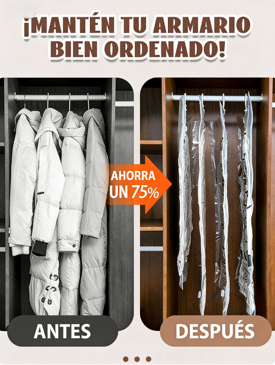 🧳【1° Más Vendido】✨ Bolsas Colgantes de Almacenamiento al Vacío – Ahorra Espacio y Mantén tu Ropa Organizada con Facilidad 💼🌟