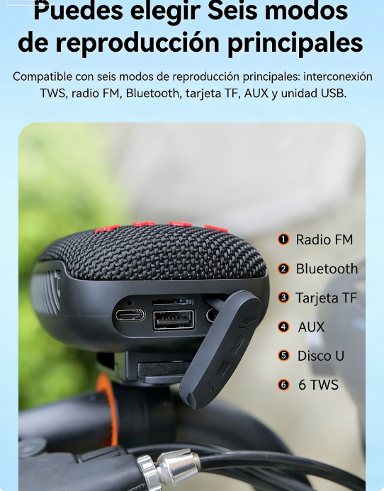 🚴‍♂️🎶 Altavoz Bluetooth Impermeable para Bicicleta – Soporte de Fácil Montaje, Ideal para Viajes y Actividades al Aire Libre 🌦️🔊