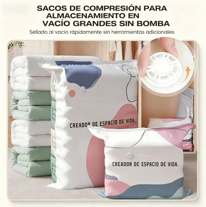 ⏰🔥 ¡Oferta Especial 50% OFF! 🧳 Bolsas de Compresión al Vacío – Gran Tamaño y Ahorro de Espacio sin Bomba ✨💖