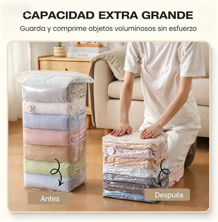 ⏰🔥 ¡Oferta Especial 50% OFF! 🧳 Bolsas de Compresión al Vacío – Gran Tamaño y Ahorro de Espacio sin Bomba ✨💖