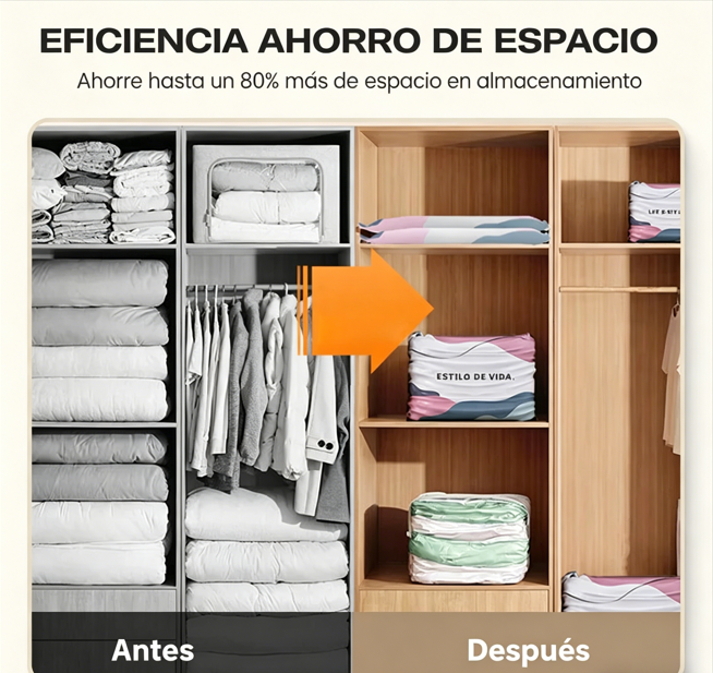 ⏰🔥 ¡Oferta Especial 50% OFF! 🧳 Bolsas de Compresión al Vacío – Gran Tamaño y Ahorro de Espacio sin Bomba ✨💖