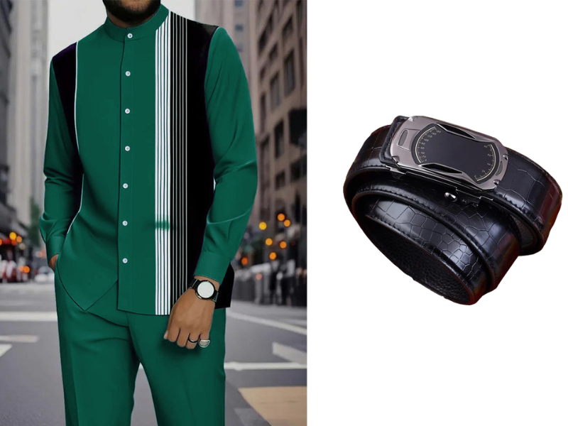 👔 Conjunto de 2 piezas: camisa a rayas y pantalón para hombre✨ Estilo sin esfuerzo ✅