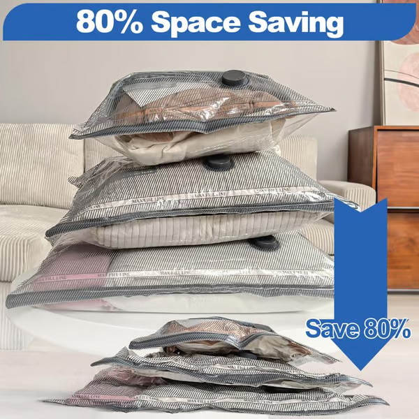 🧳 50% de descuento en HOT DEAL! Paquete de 6 bolsas de compresión para aspiradora eléctrica USB - almacenamiento de ahorro de espacio, sello herméal aire, reutiliz& Durable