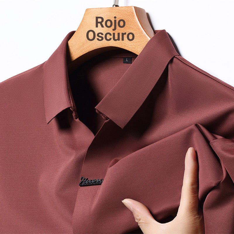 Camiseta informal sin arrugas transpirable con solapa para hombre
