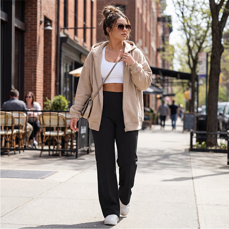 🔥 50% DE DESCUENTO 🔥Pantalones casuales de mujer de cintura alta y pierna ancha 👖✨