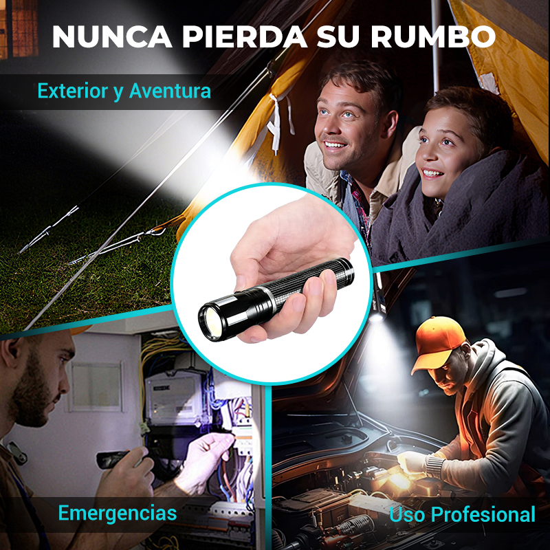 Mini linterna LED recargable de alto brillo.