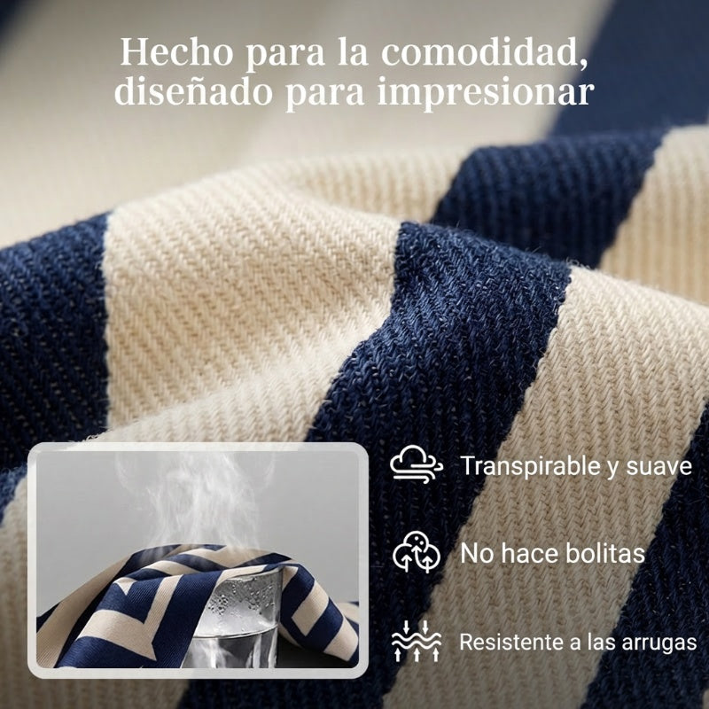 Set de dos piezas de camisa de rayas y pantalones anchos de mujer
