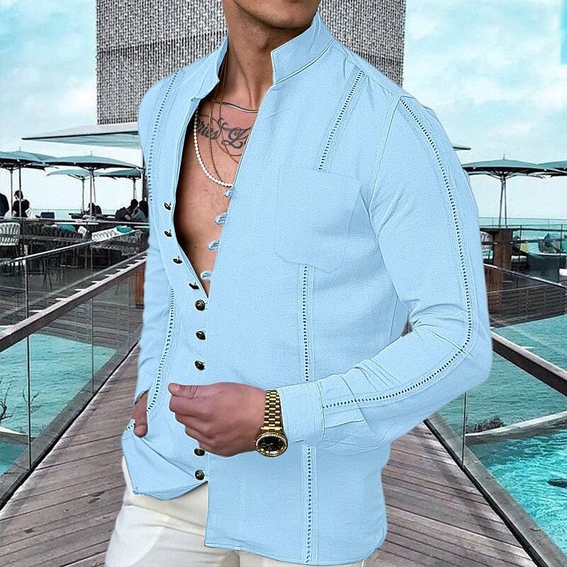 👕 ¡50% DE DESCUENTO AHORA! 🌊 Camisa de Lino con Botones para Hombre – Transpirable, ligera y de corte relajado – perfecta para vacaciones en la playa, barbacoas o días soleados ☀️