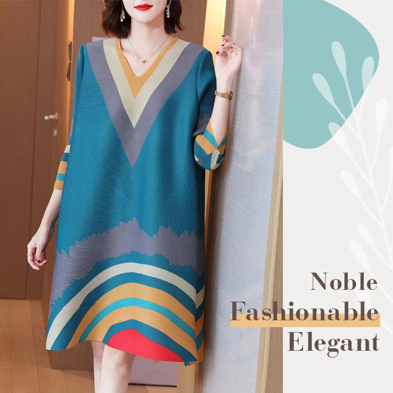 Vestido Suelto Elegante Noble con Cuello en V