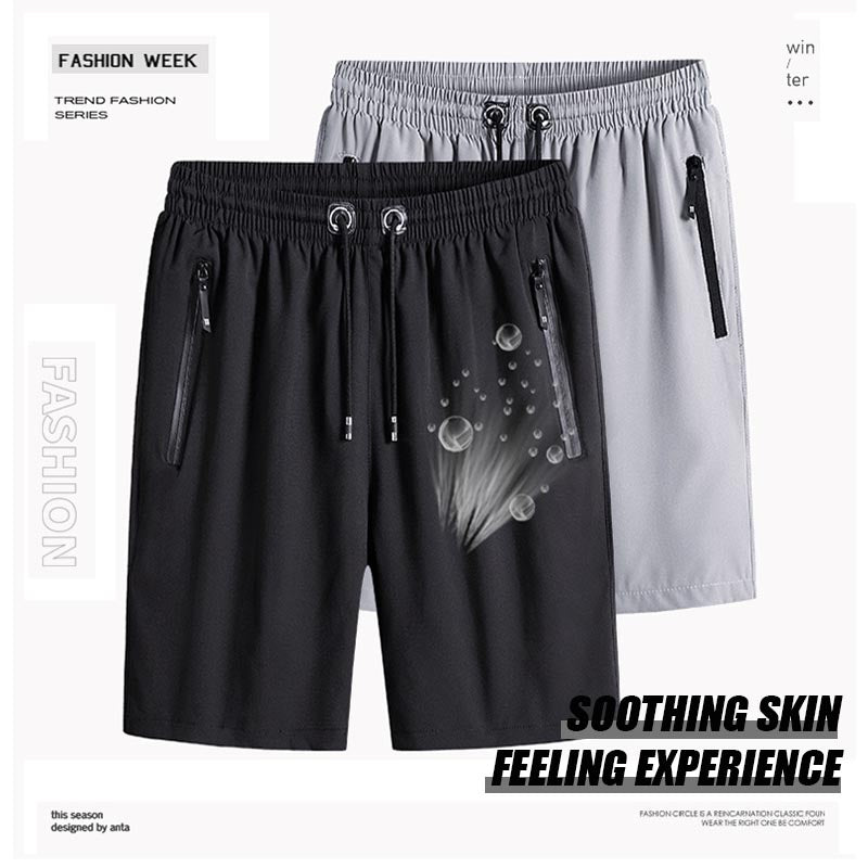 Pantalones cortos elásticos de seda de hielo de talla grande para hombre——COMPRE 1 LLÉVATE 1 GRATIS
