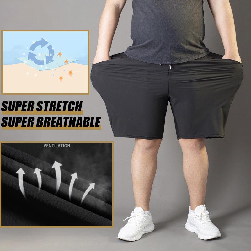 Pantalones cortos elásticos de seda de hielo de talla grande para hombre——COMPRE 1 LLÉVATE 1 GRATIS