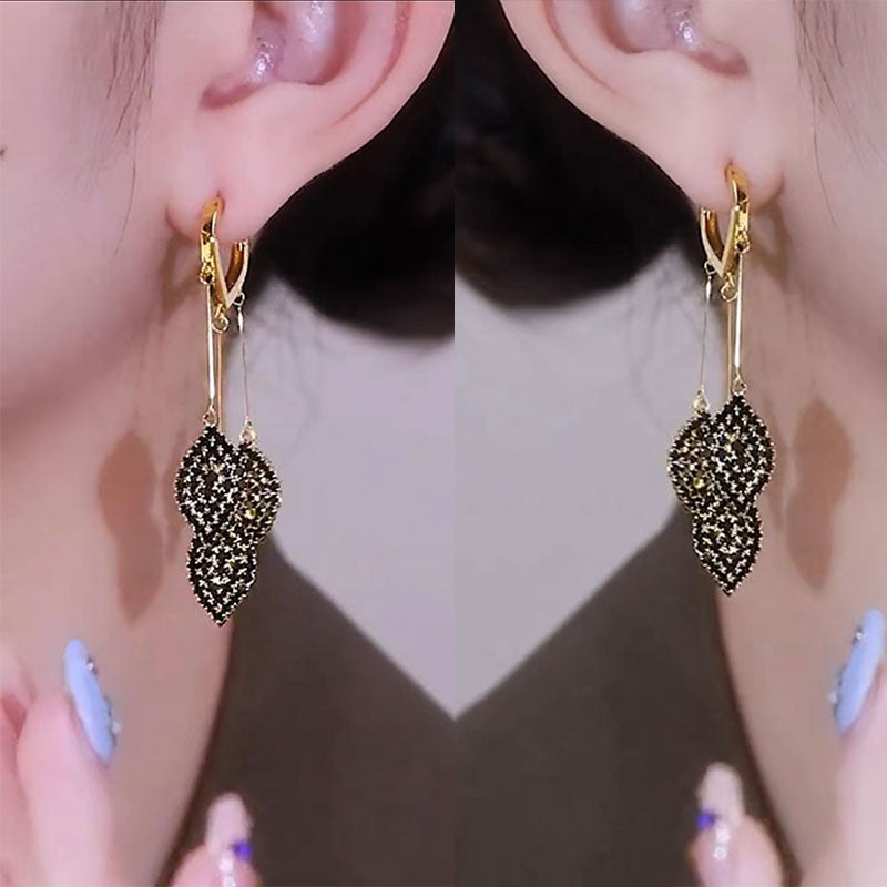 Pendientes de borla Hoja de Diamante Temperamento