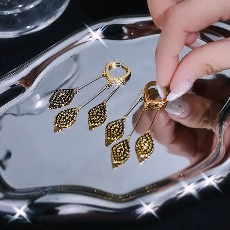 Pendientes de borla Hoja de Diamante Temperamento
