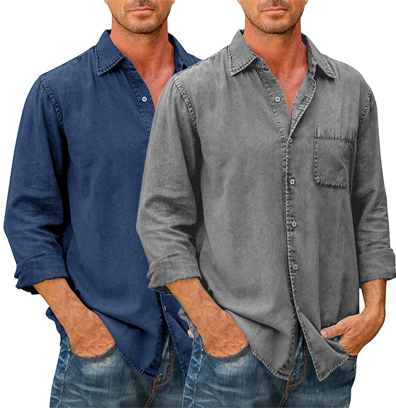 Camisa estilo vaquero para hombre 【Manga larga】