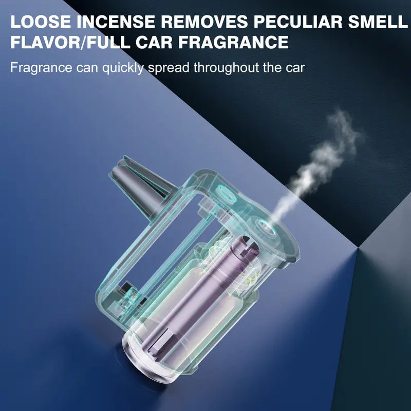 Ambientador inteligente para coche con tres niveles de concentración ajustables, difusor portátil sin agua para aromaterapia, 3 perfumes naturales de 10 ml.