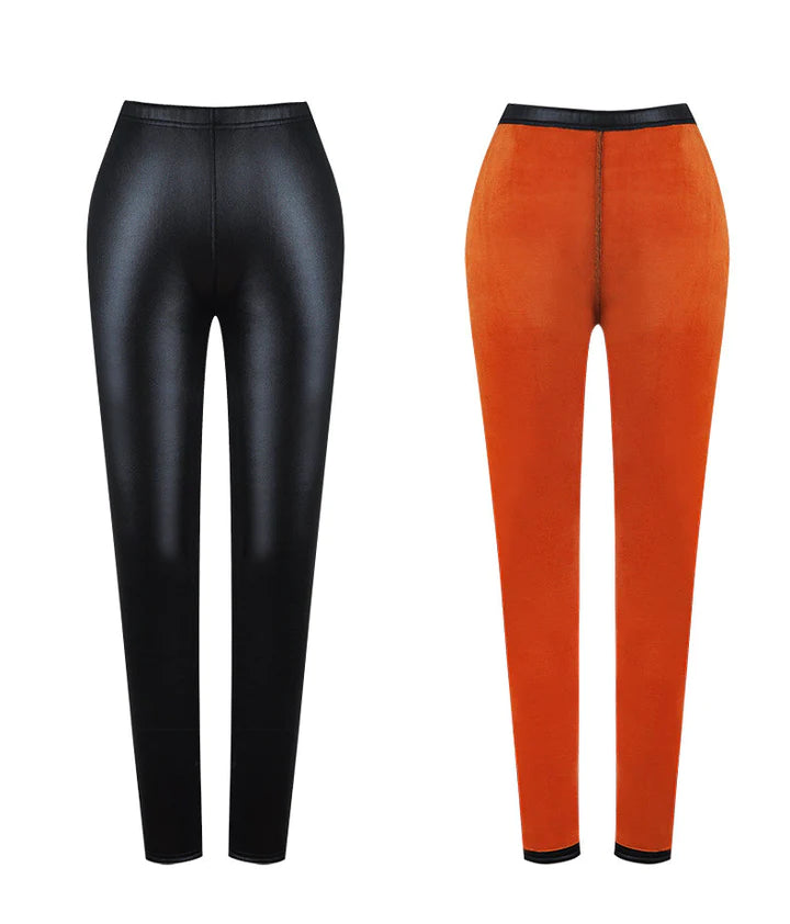 Leggings térmicos de piel sintética para mujer