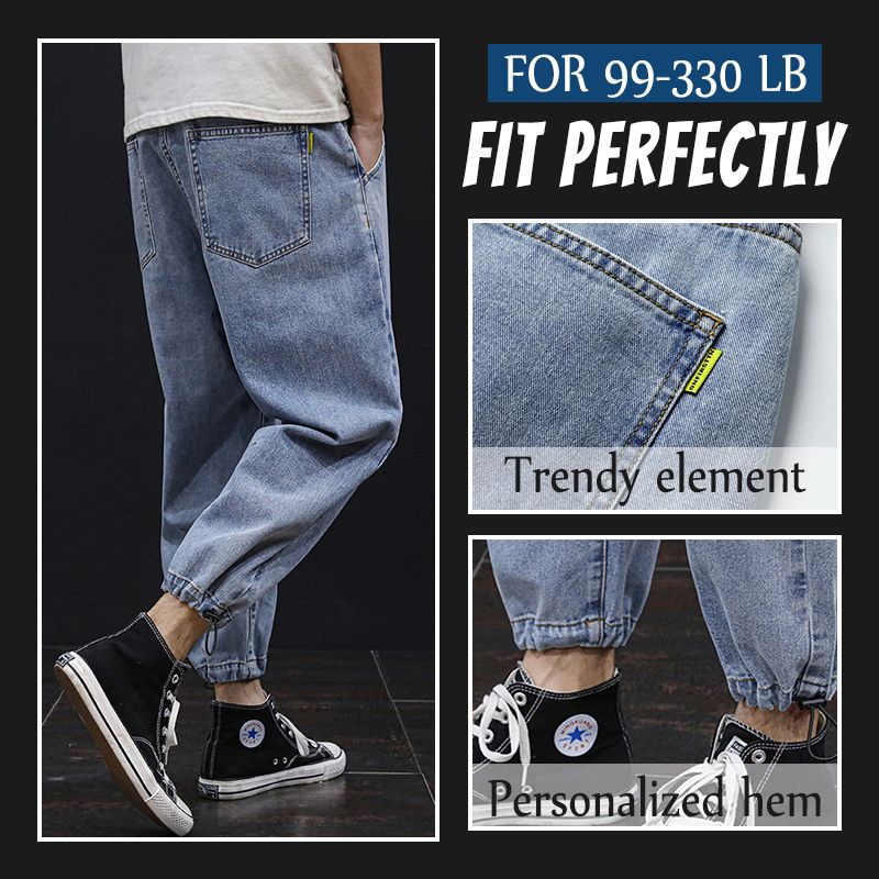 Pantalones de mezclilla casuales sueltos de talla grande para hombre