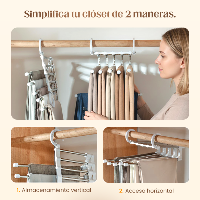 👖Organizador de Pantalones Plegable Multicapa | Ahorra Espacio en Armario + Antideslizante + Ideal para Hogar✨