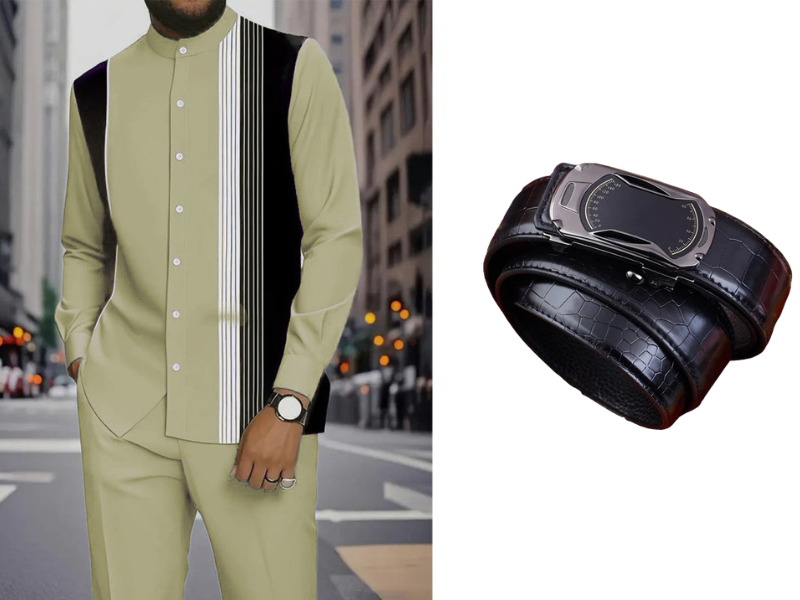 👔 Conjunto de 2 piezas: camisa a rayas y pantalón para hombre✨ Estilo sin esfuerzo ✅