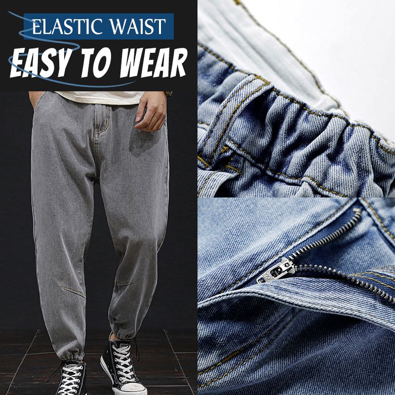 Pantalones de mezclilla casuales sueltos de talla grande para hombre