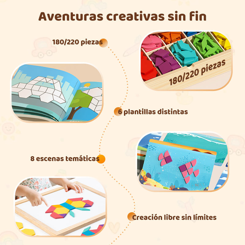 🎁¡Oferta navideña anticipada! 50% de descuento 🔥 Juego de rompecabezas de bloques magnéticos de madera con patrones 🧩