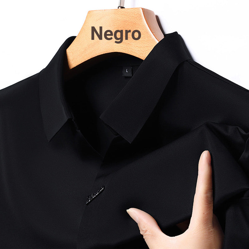 Camiseta informal sin arrugas transpirable con solapa para hombre