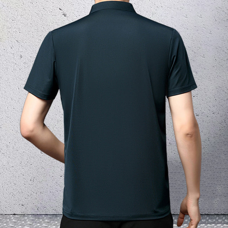 Camiseta informal sin arrugas transpirable con solapa para hombre